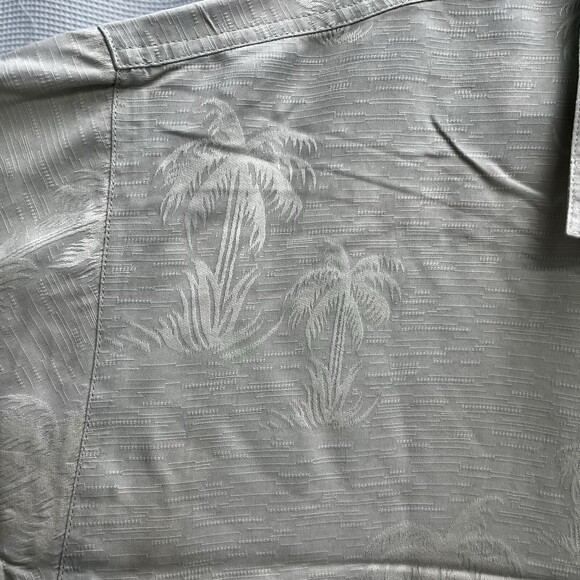 Tommy Bahama Mens Ivory 100% Silk Classic Palm Tree Camp Shirt Jacquard XL - Picture 6 of 11
